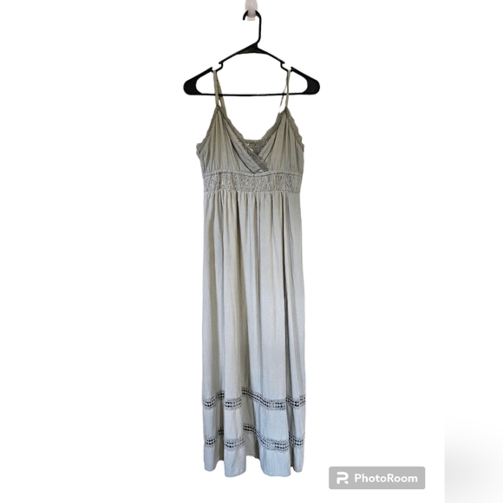 Sim Sam‎ Maxi Dress V Neck Spaghetti Strap Green Womens Size Medium